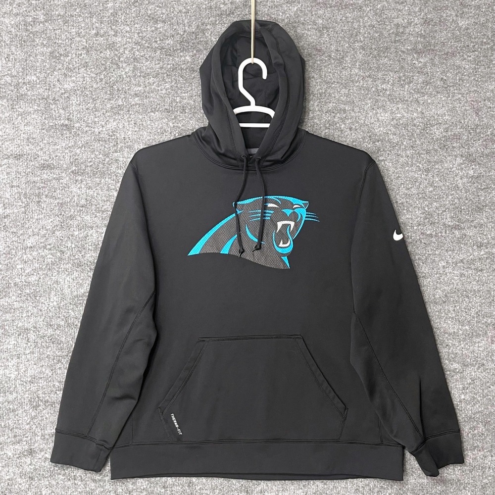 Nike Carolina Panthers NFL Therma-FIT Pullover Hoodie Black Mens Large 574780